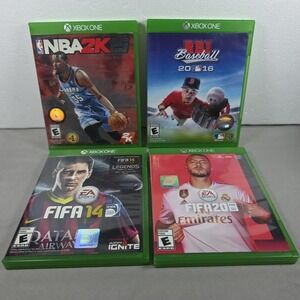 Lot of 4 Xbox One Sports Games NBA 15, RBI 16, Fifa 14 &20. Bundle
